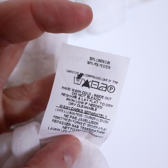 THE RANGE Linen Blend Crew Neck Tee White Asymmetrical Hem T-Shirt Women's S - Picture 11 of 12